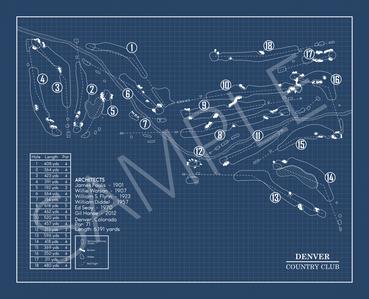 Denver Country Club Blueprint (Print)