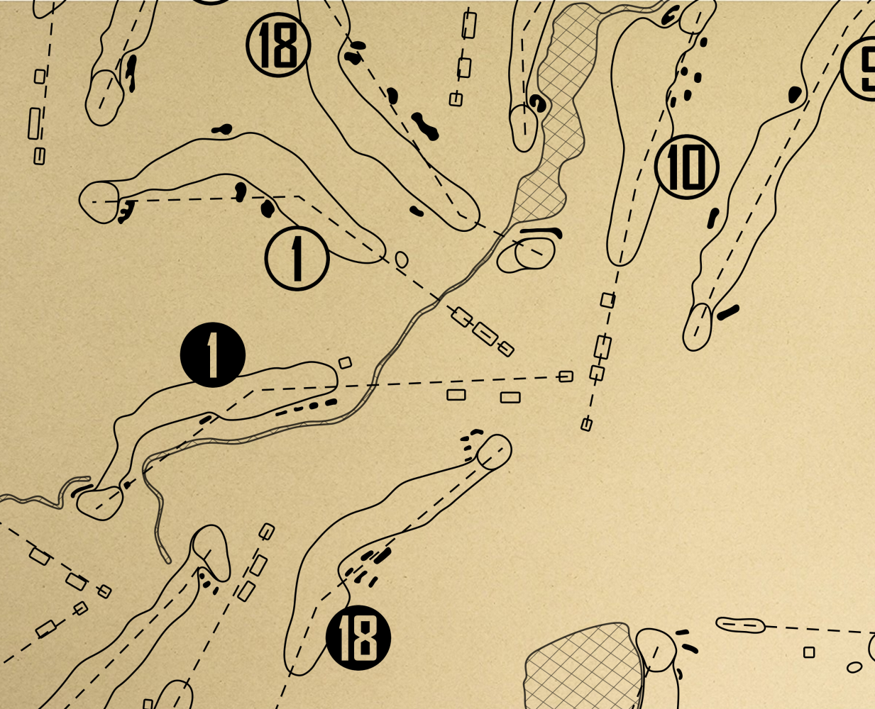 Des Moines Country Club Outline (Print)