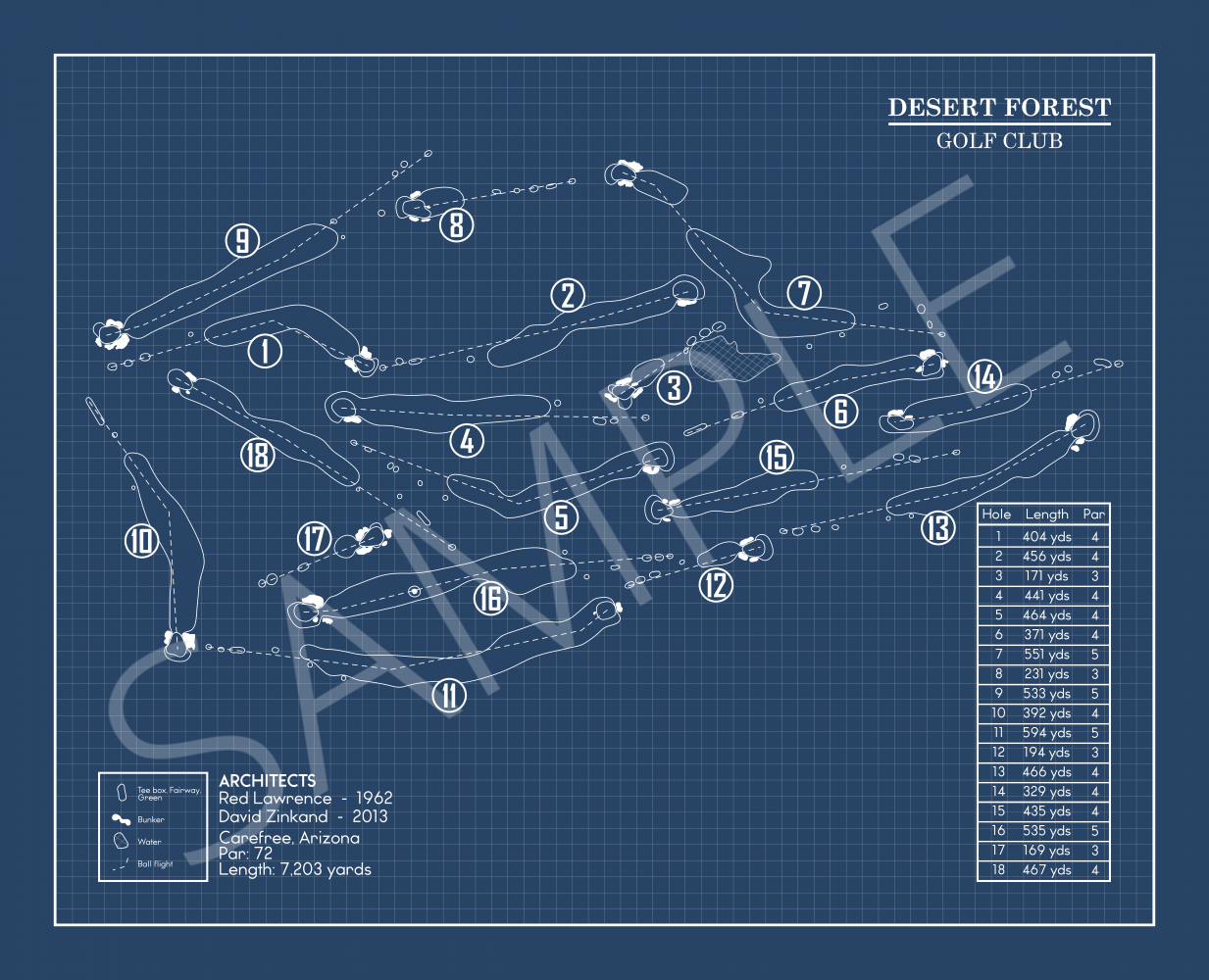 Desert Forest Golf Club Blueprint (Print)