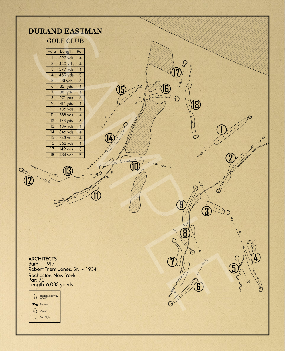Durand Eastman Golf Club Outline (Print)