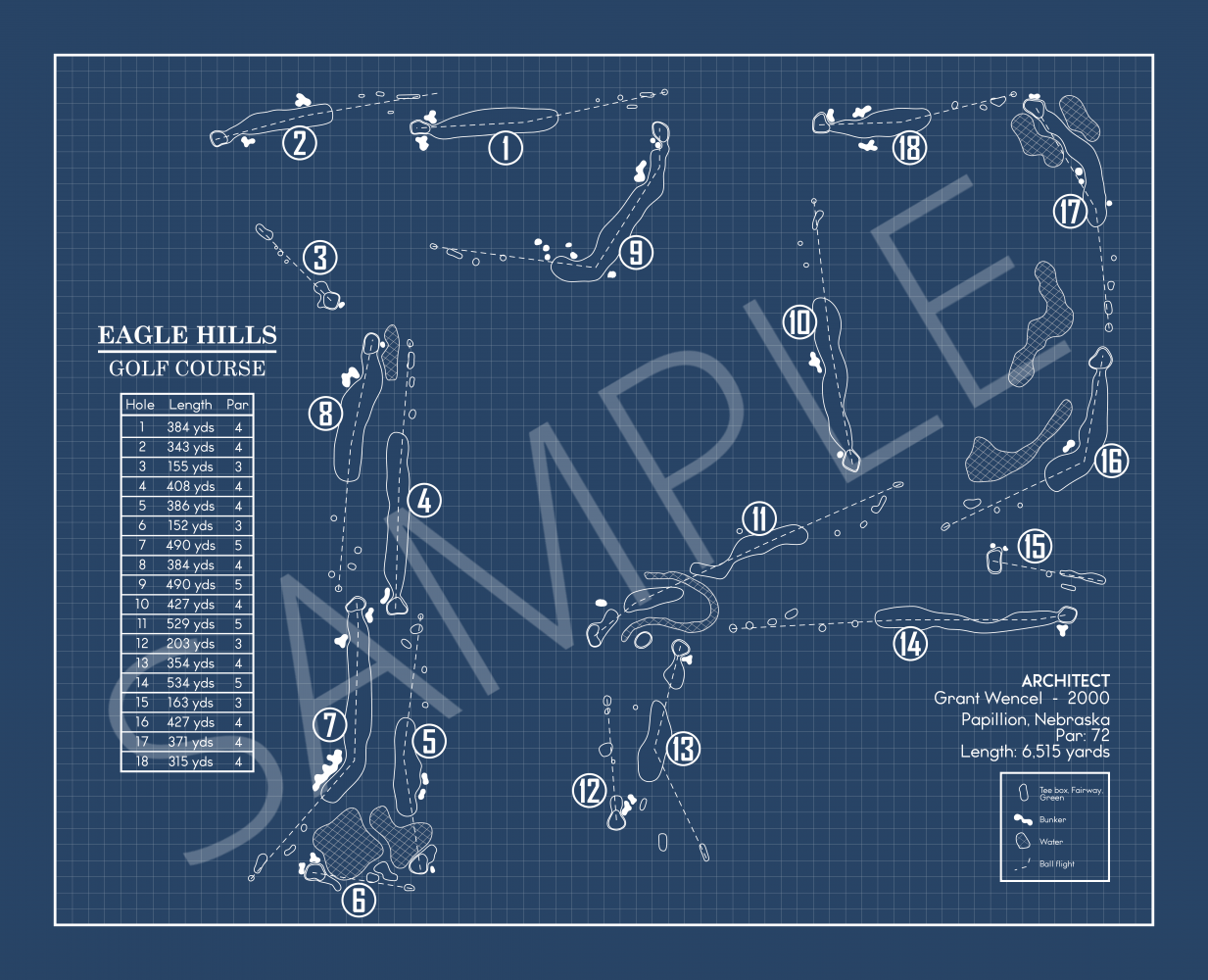 Eagle Hills Golf Course Blueprint (Print)