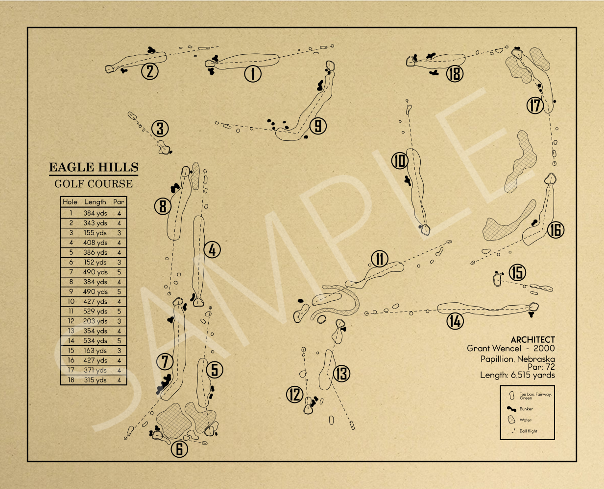 Eagle Hills Golf Course Outline (Print)