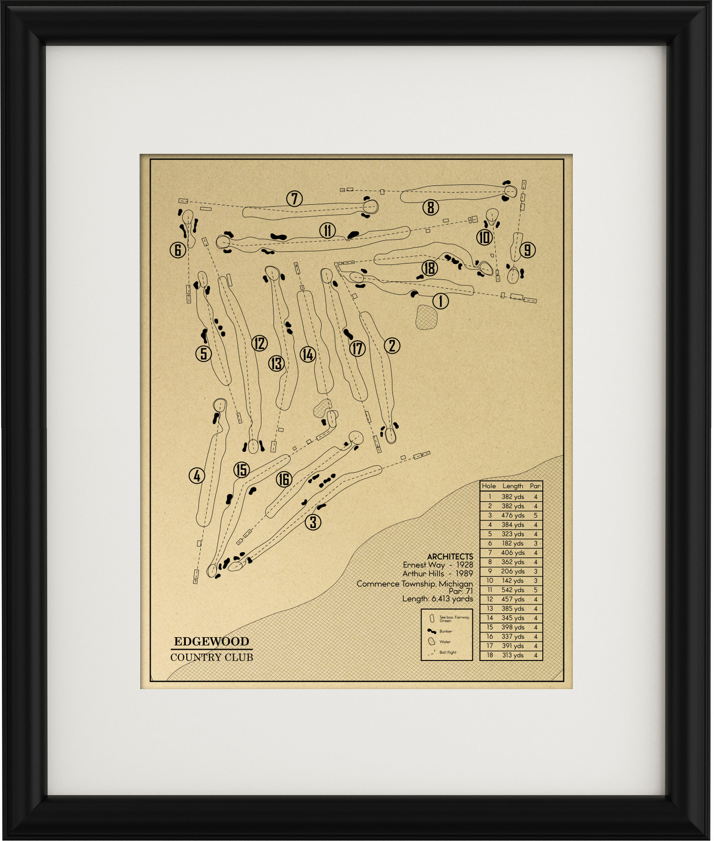 Edgewood Country Club Outline (Print)