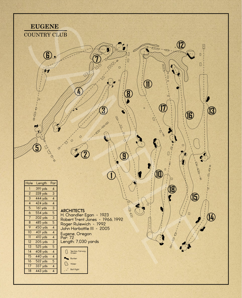 Eugene Country Club Outline (Print)