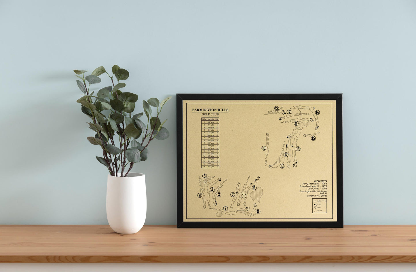 Farmington Hills Golf Club Outline (Print)