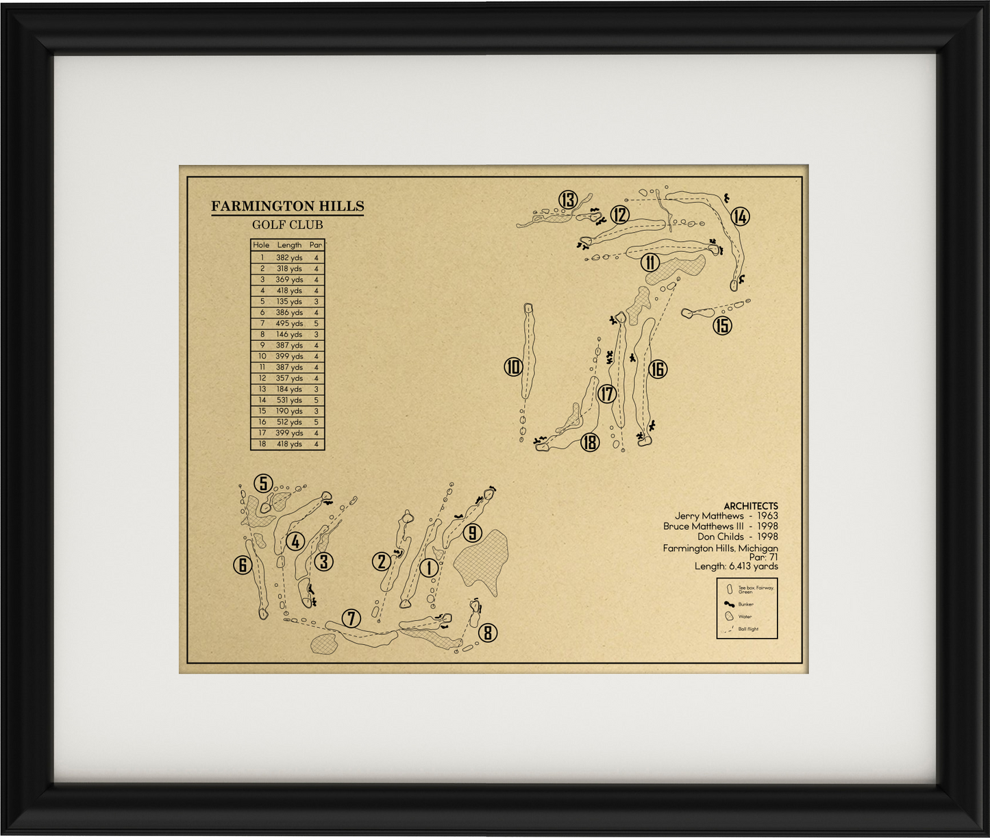 Farmington Hills Golf Club Outline (Print)