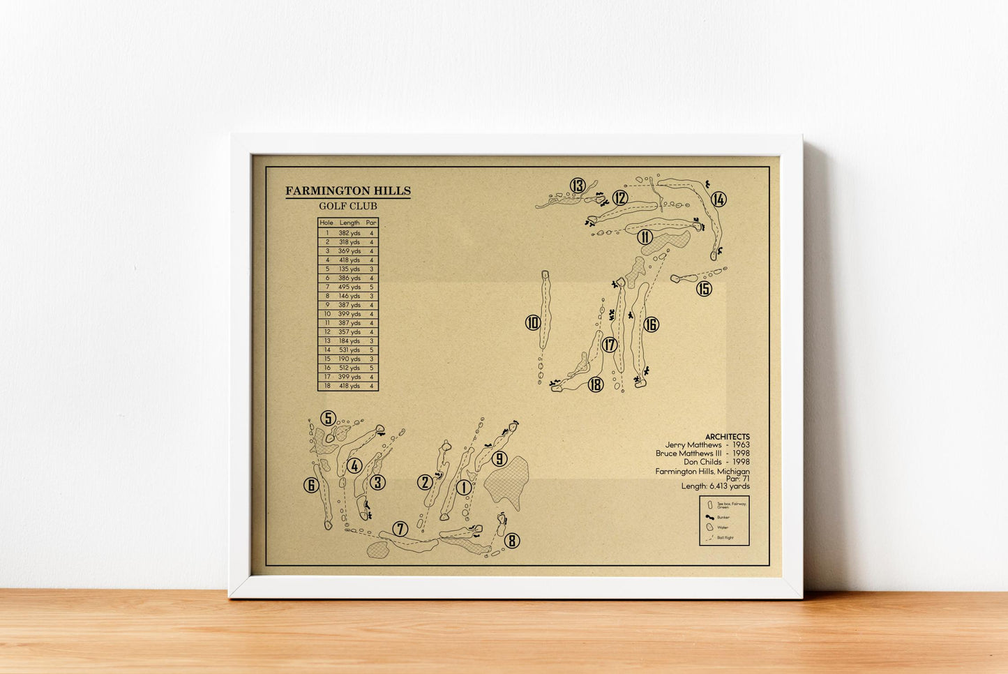 Farmington Hills Golf Club Outline (Print)