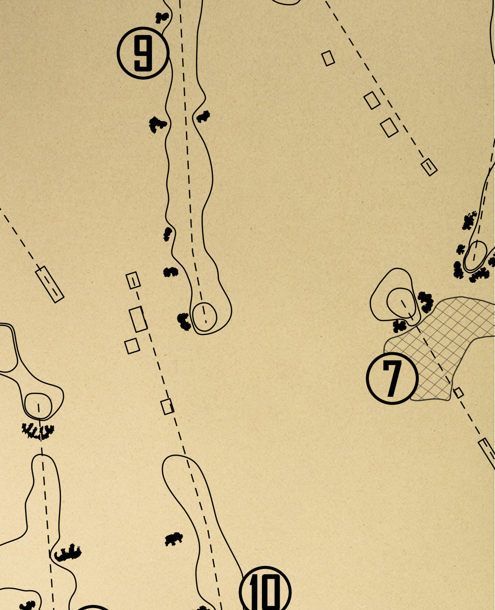 Flossmoor Golf Club Outline (Print)