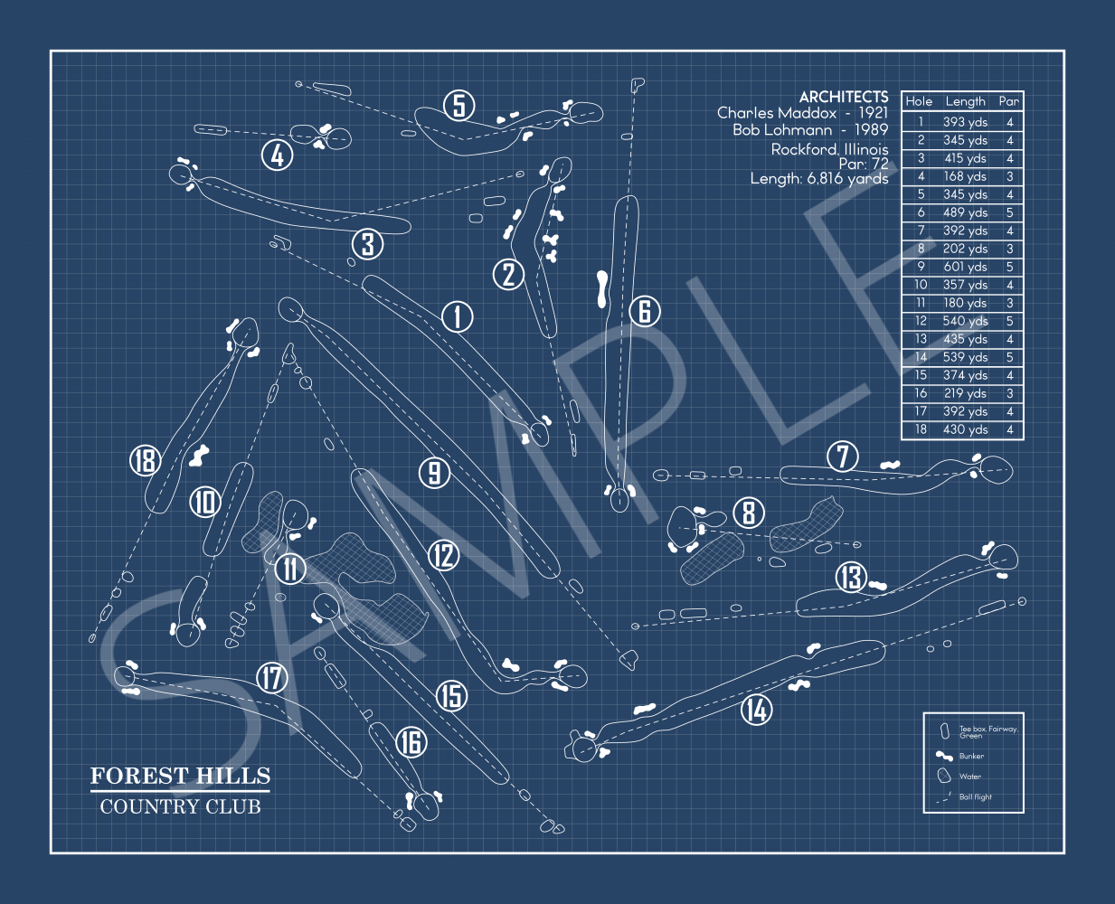 Forest Hills Country Club Blueprint (Print)