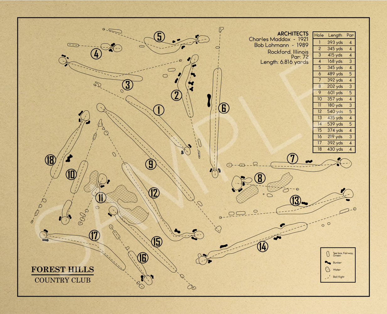 Forest Hills Country Club Outline (Print)