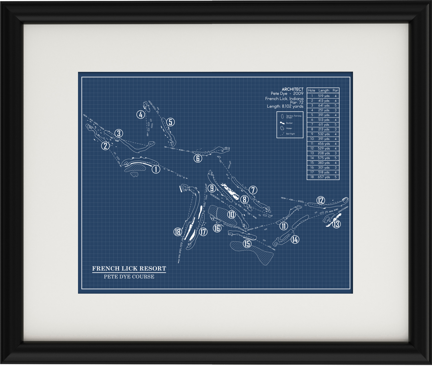 French Lick Resort Pete Dye Course Blueprint (Print)