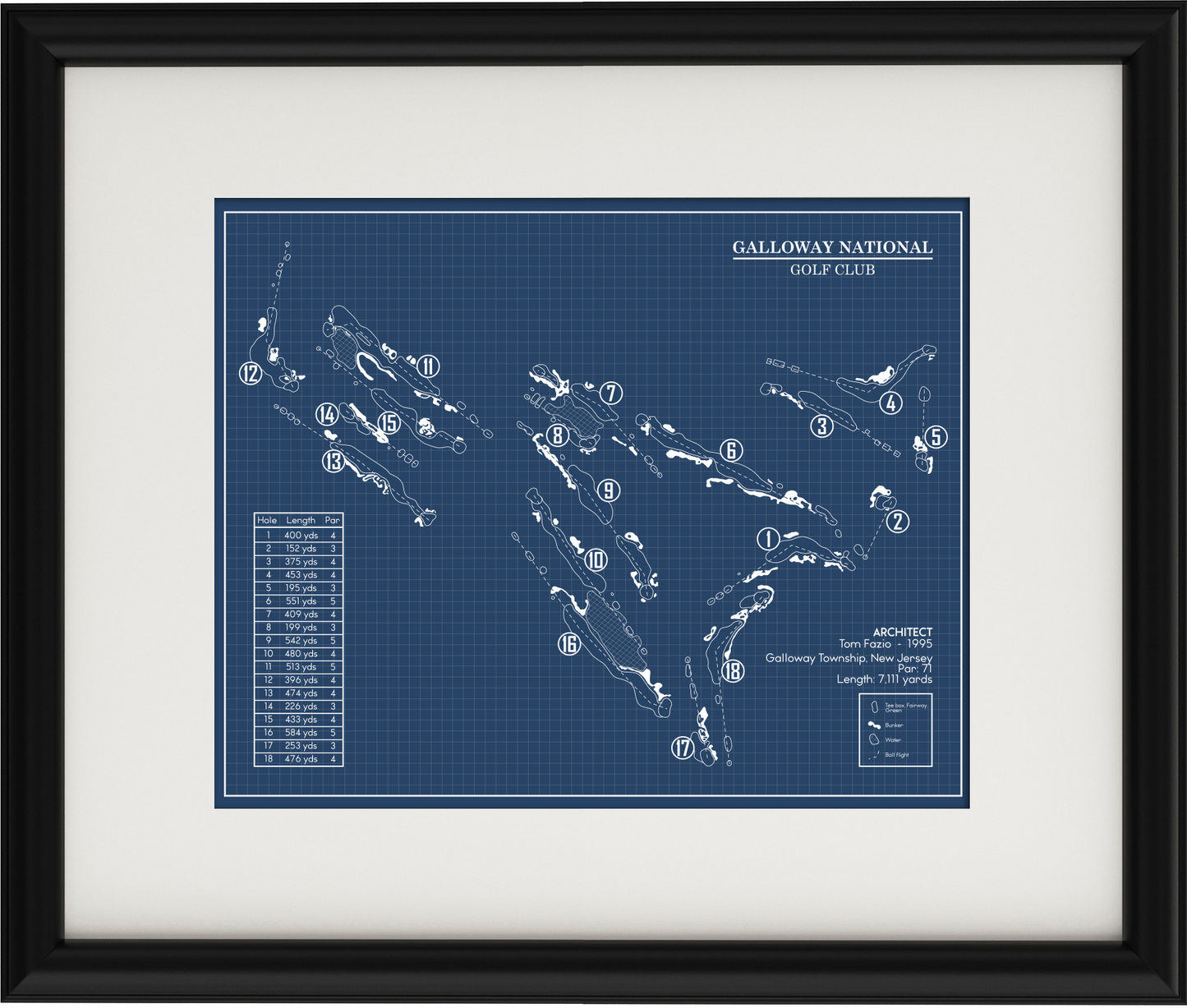 Galloway National Golf Club Blueprint (Print)
