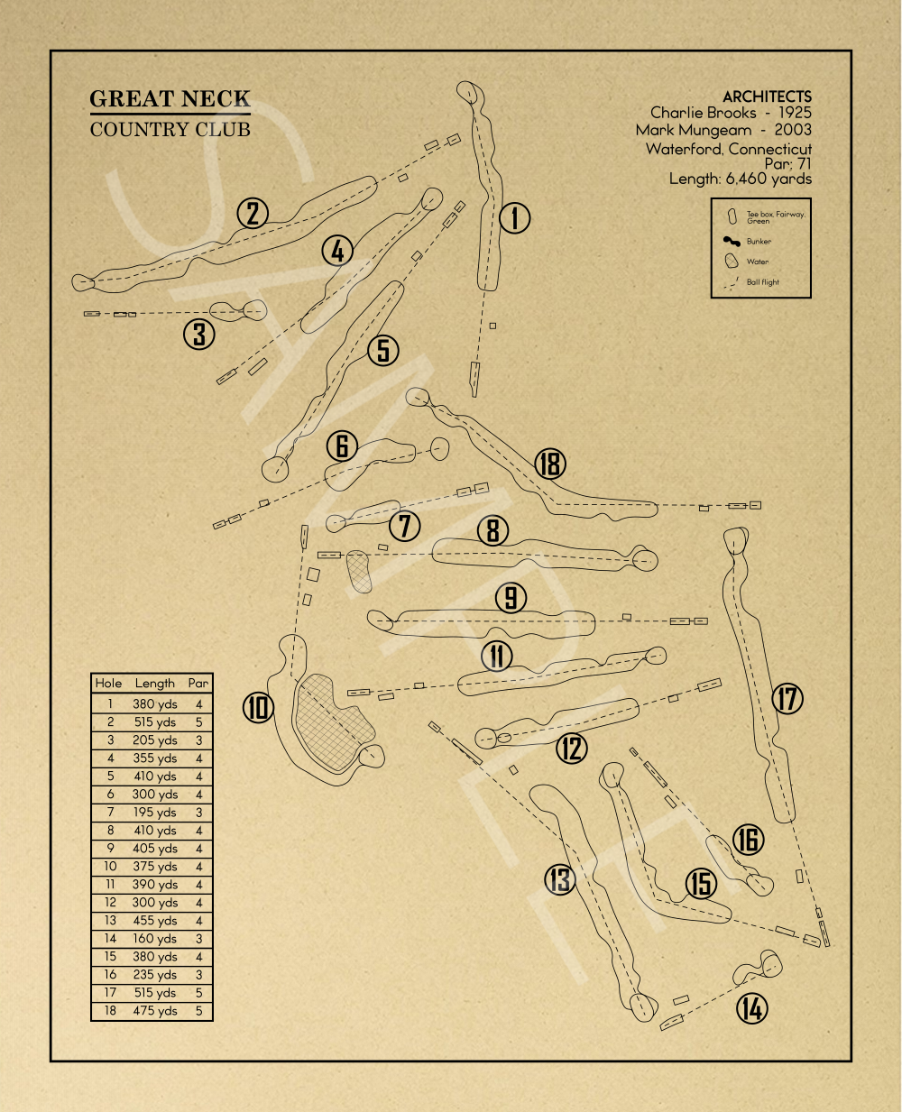 Great Neck Country Club Outline (Print)