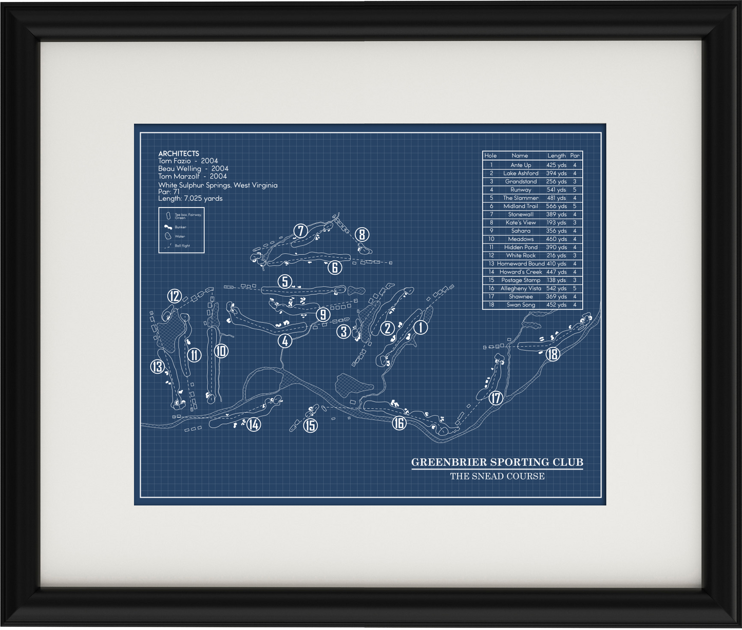 Greenbrier Sporting Club Snead Course Blueprint (Print)