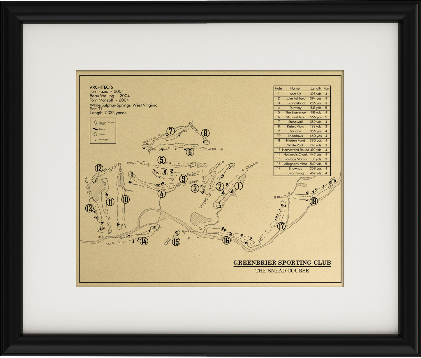 Greenbrier Sporting Club Snead Course Outline (Print)