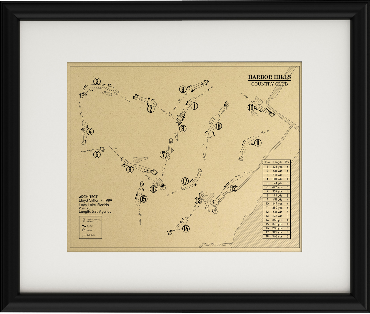 Harbor Hills Country Club Outline (Print)