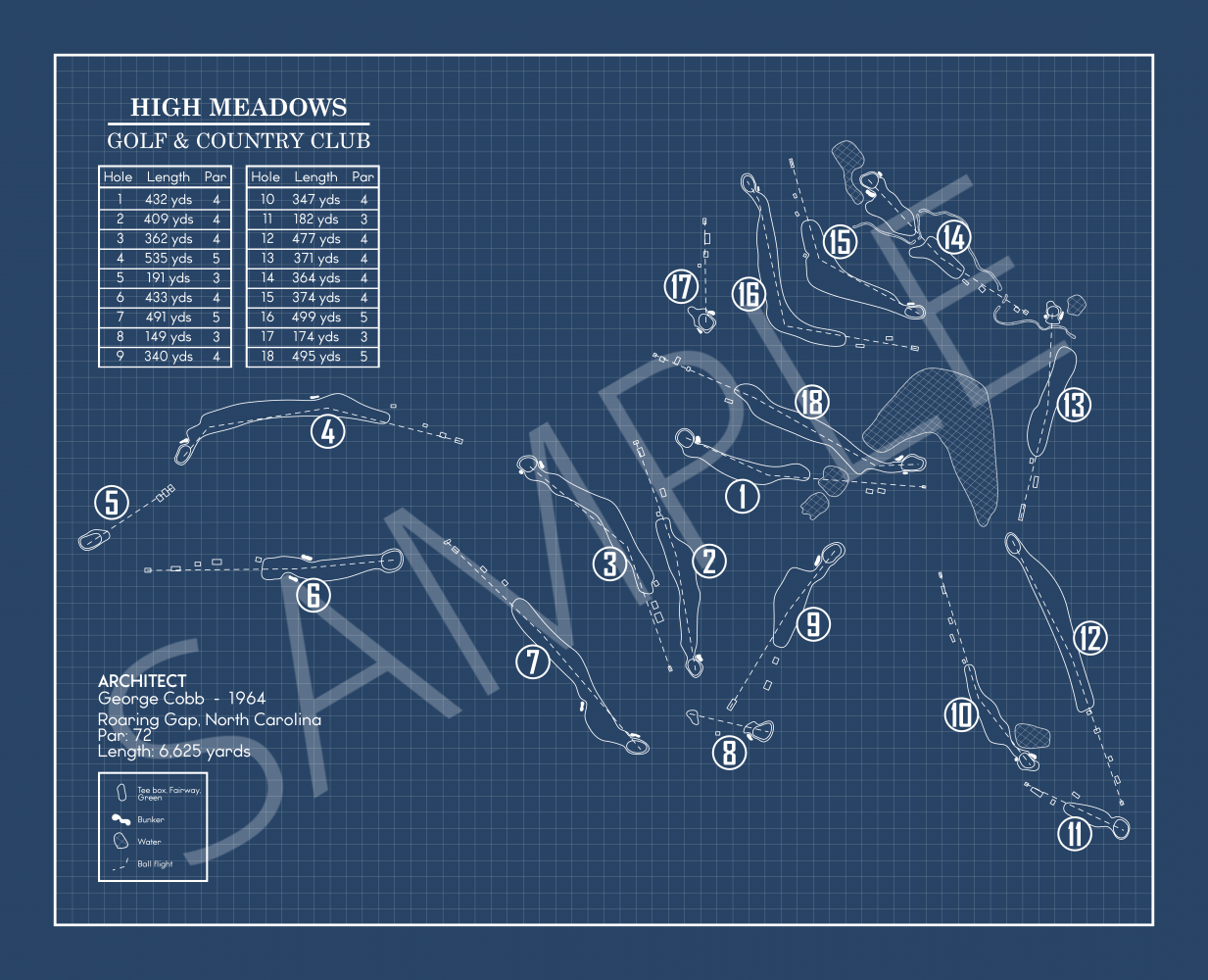 High Meadows Golf & Country Club Blueprint (Print)