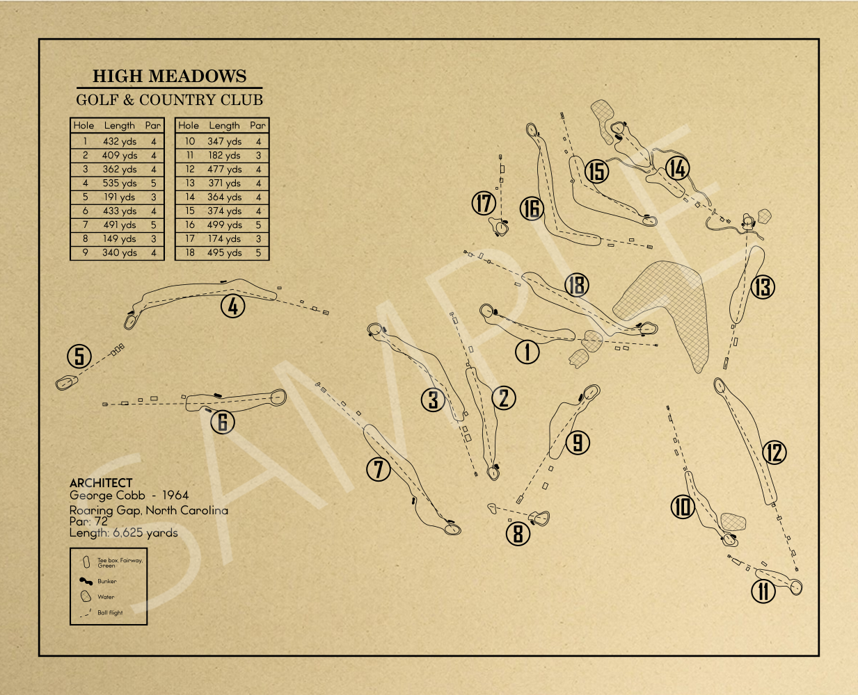 High Meadows Golf & Country Club Outline (Print)