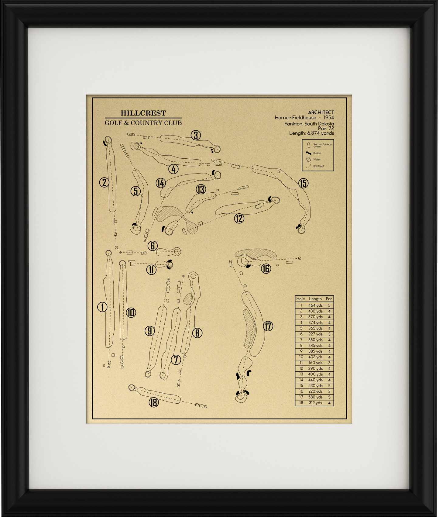 Hillcrest Golf & Country Club Outline (Print)