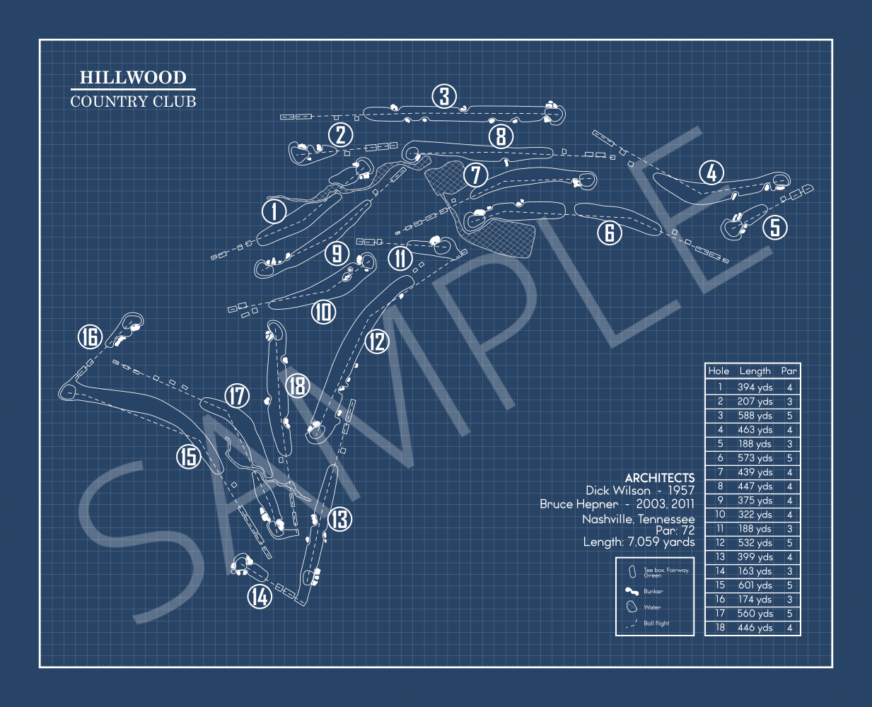 Hillwood Country Club Blueprint (Print)