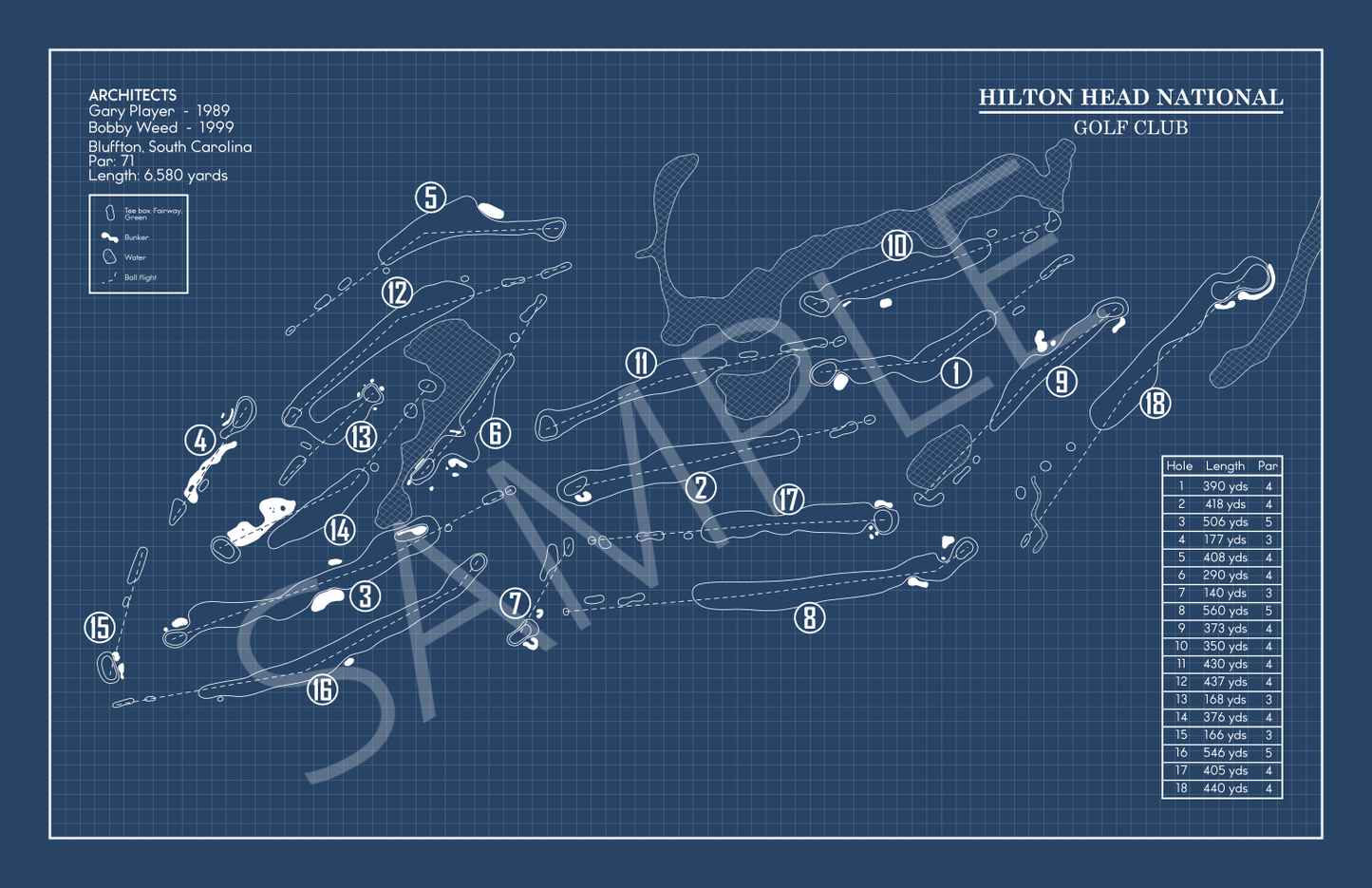 Hilton Head National Golf Club Blueprint (Print)