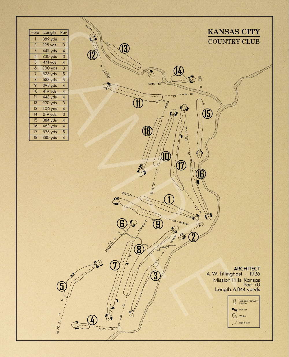 Kansas City Country Club Outline (Print)