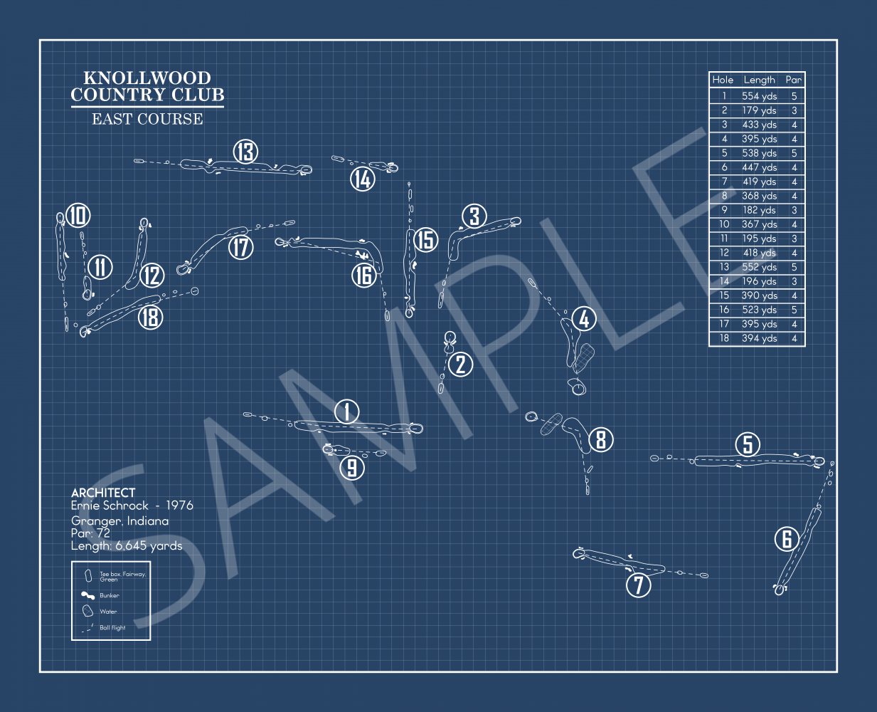 Knollwood Country Club East Course Blueprint (Print)