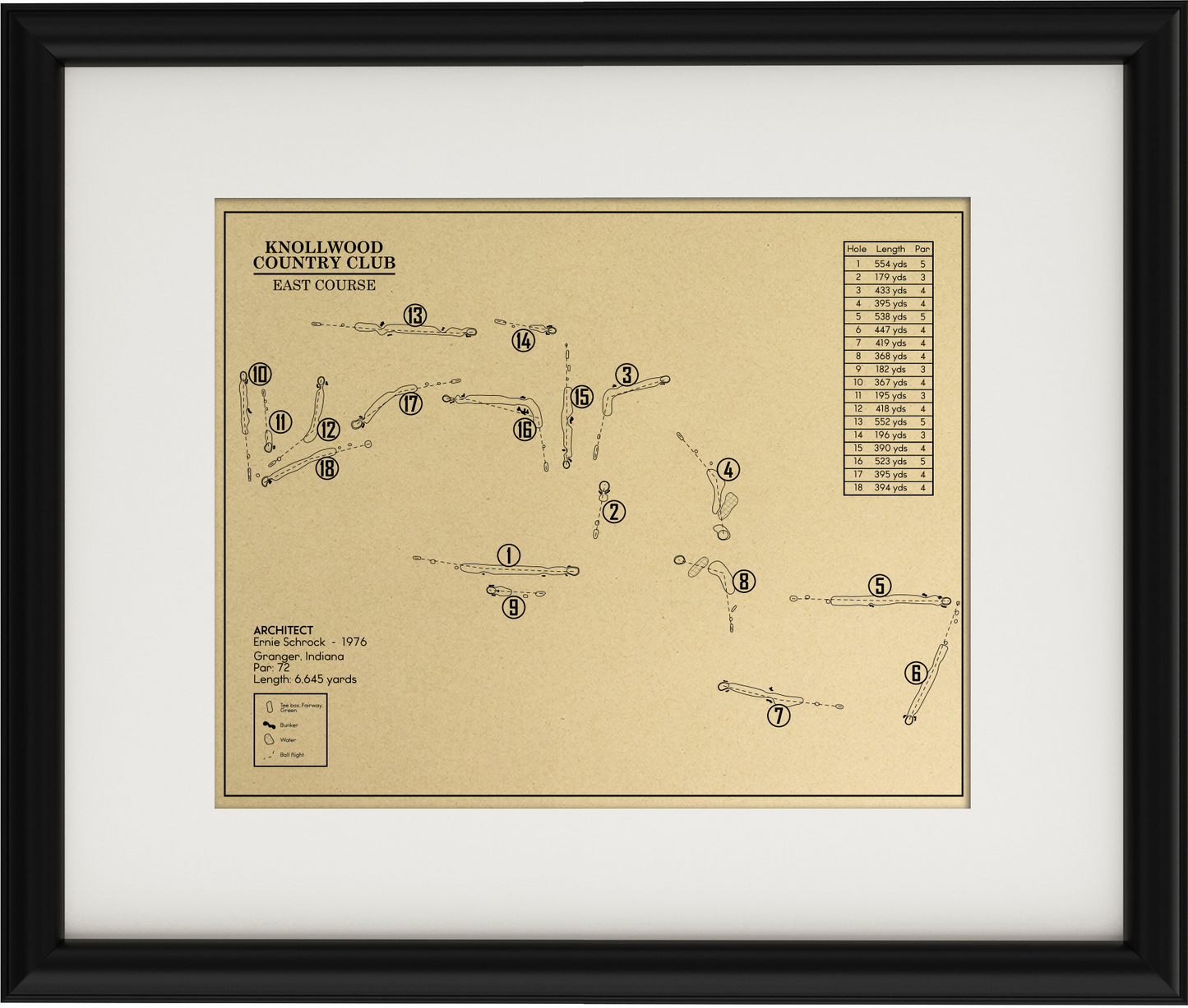 Knollwood Country Club East Course Outline (Print)