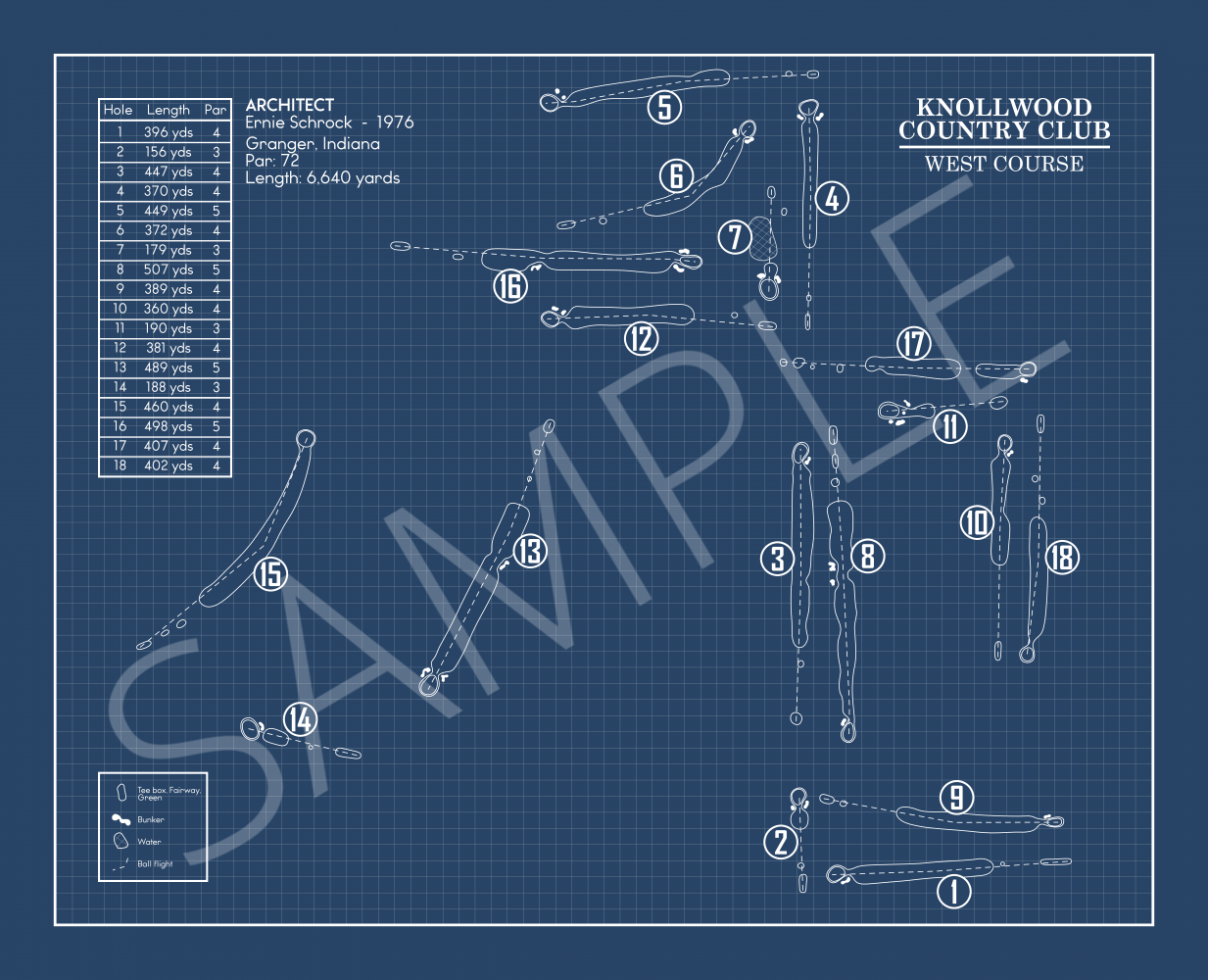 Knollwood Country Club West Course Blueprint (Print)