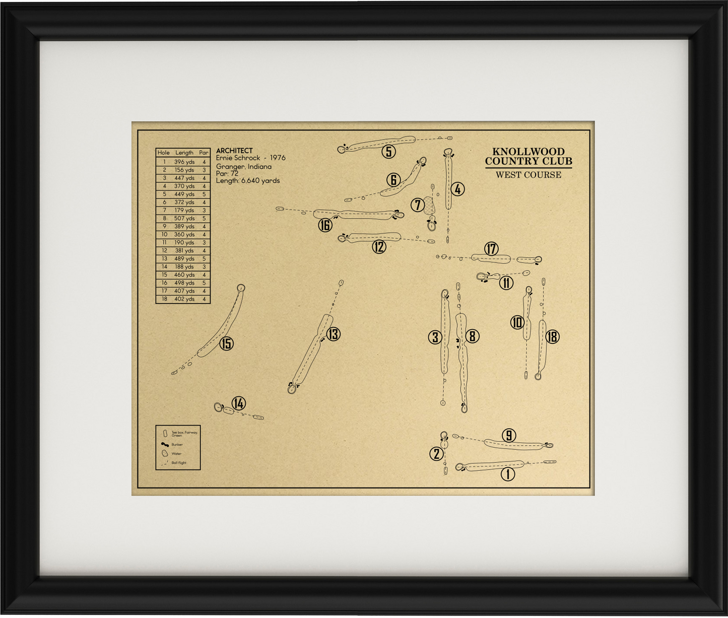 Knollwood Country Club West Course Outline (Print)
