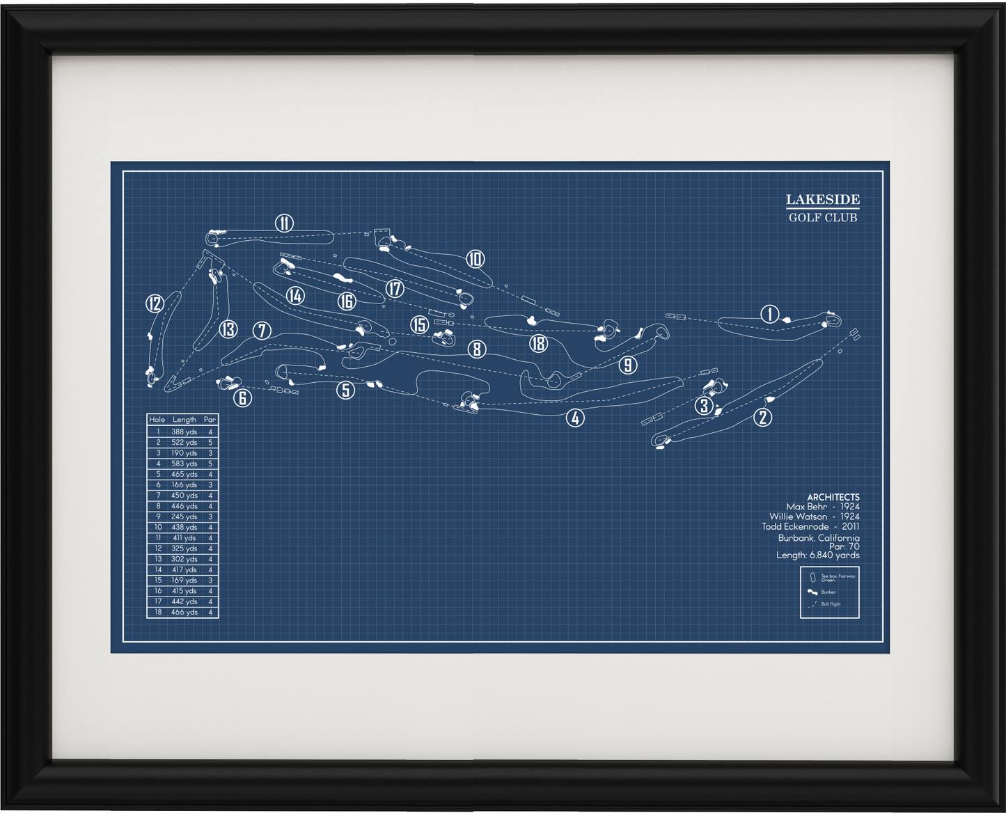 Lakeside Golf Club Blueprint (Print)