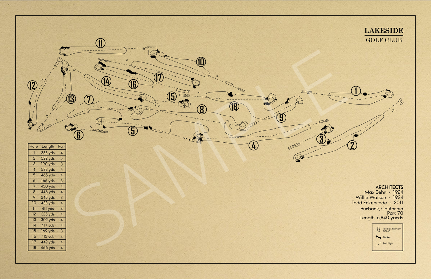 Lakeside Golf Club Outline (Print)