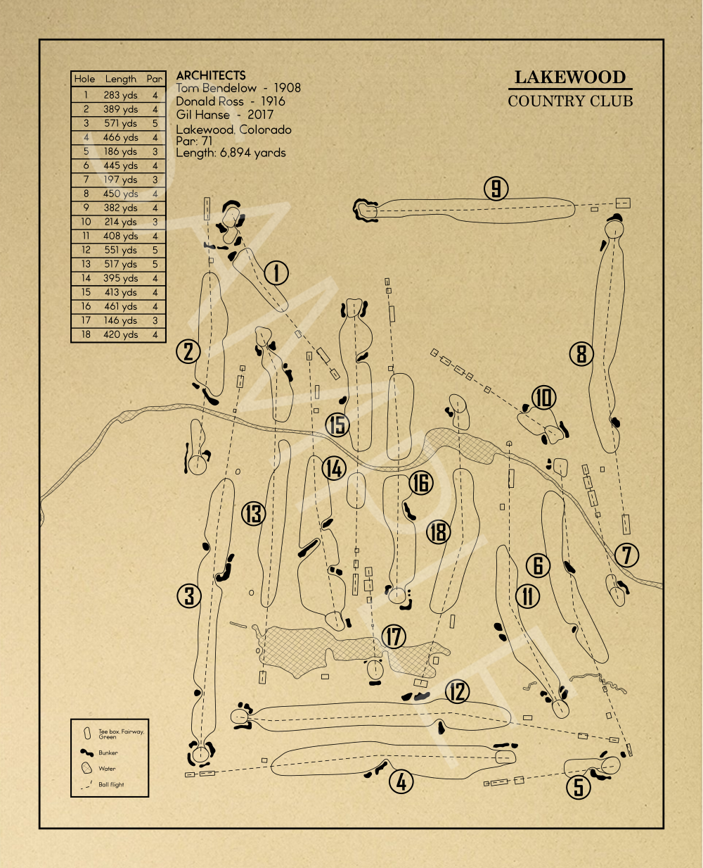 Lakewood Country Club Outline (Print)