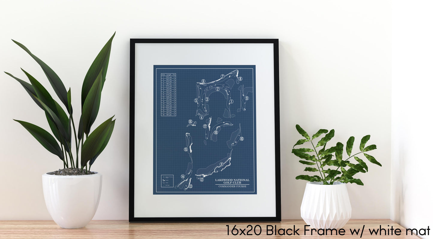 Lakewood National Golf Club Commander Course Blueprint (Print)