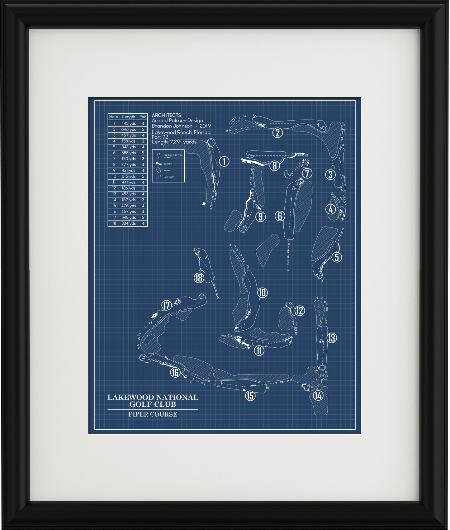 Lakewood National Golf Club Piper Course Blueprint (Print)