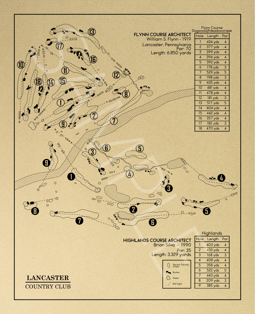 Lancaster Country Club Outline (Print)