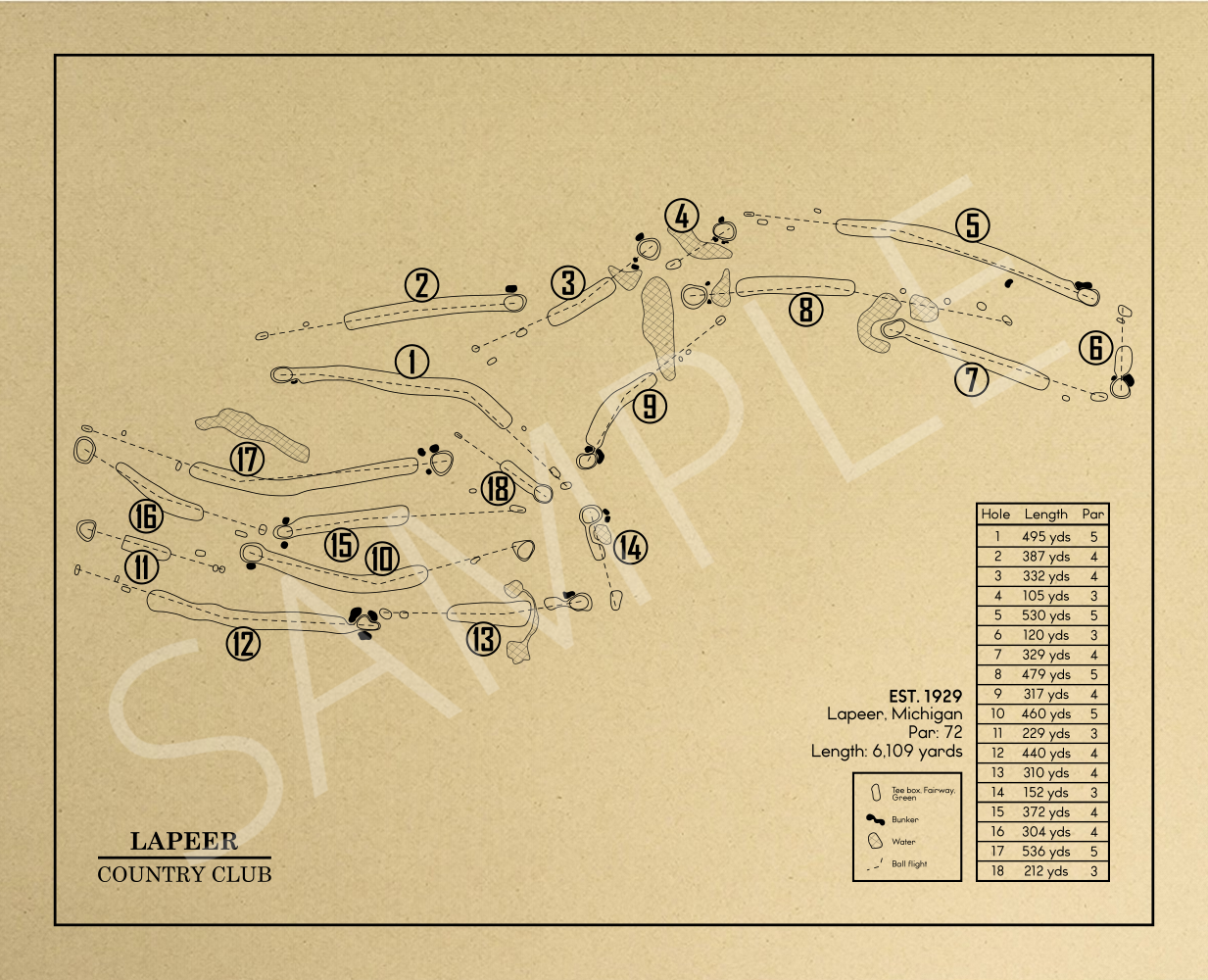 Lapeer Country Club Outline (Print)