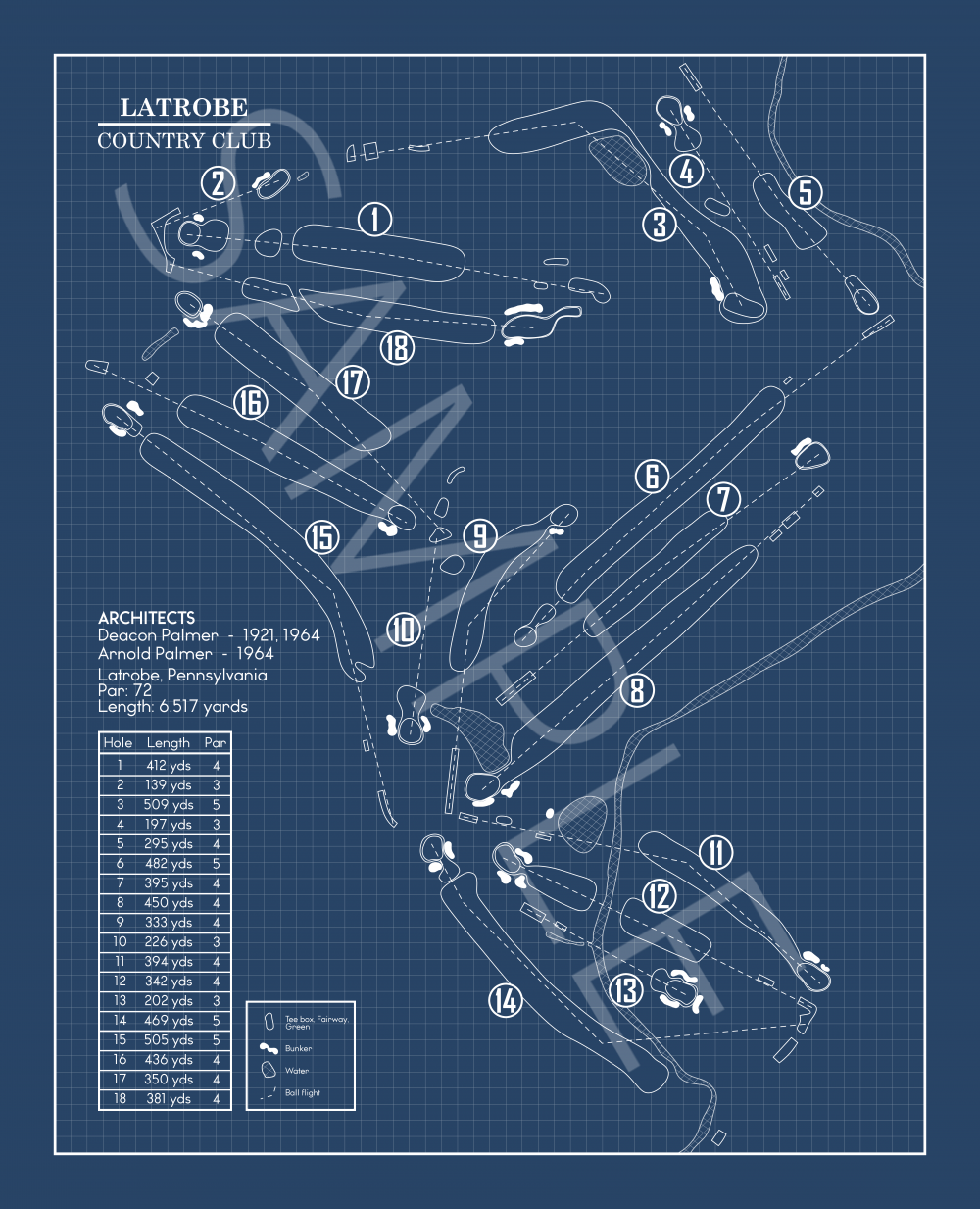 Latrobe Country Club Blueprint (Print)
