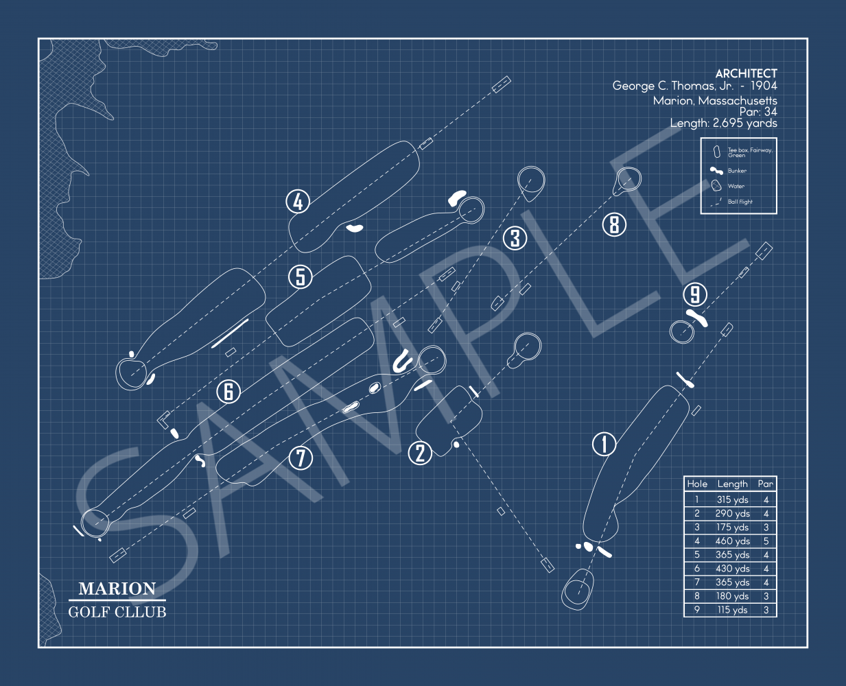 Marion Golf Club Blueprint (Print)