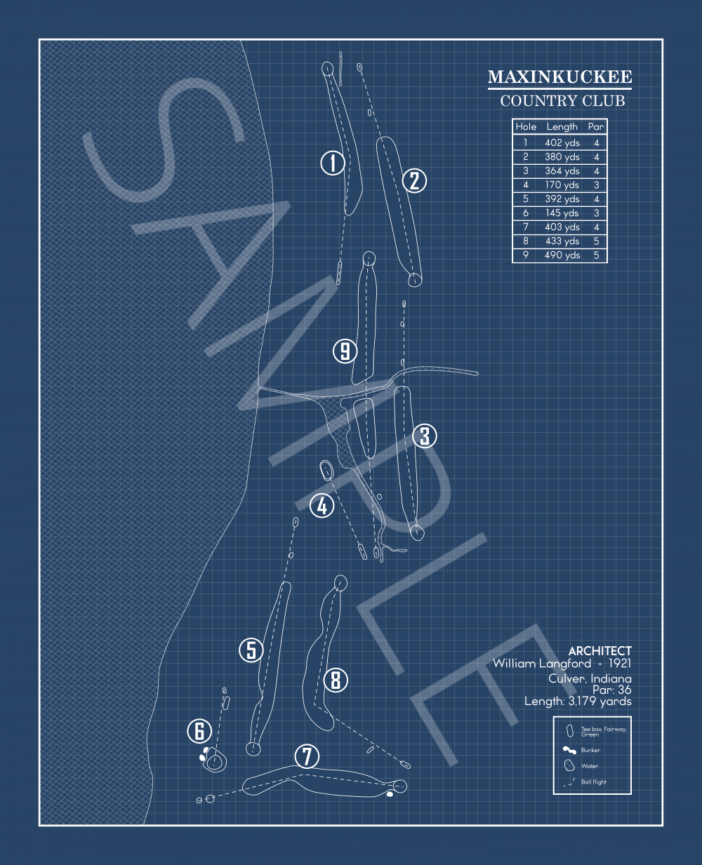 Maxinkuckee Country Club Blueprint (Print)