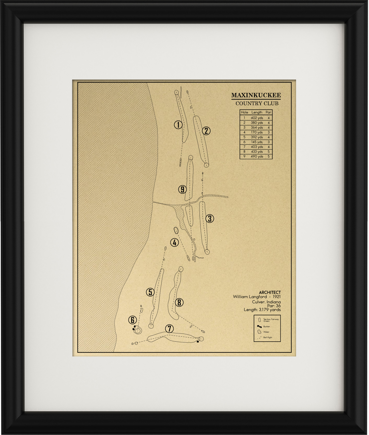 Maxinkuckee Country Club Outline (Print)