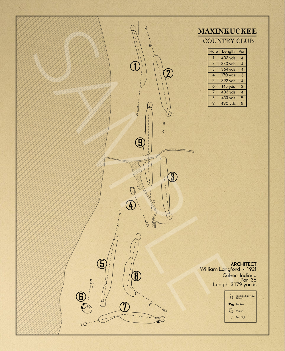 Maxinkuckee Country Club Outline (Print)