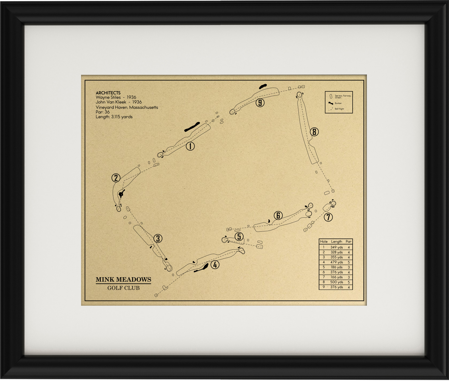 Mink Meadows Golf Club Outline (Print)