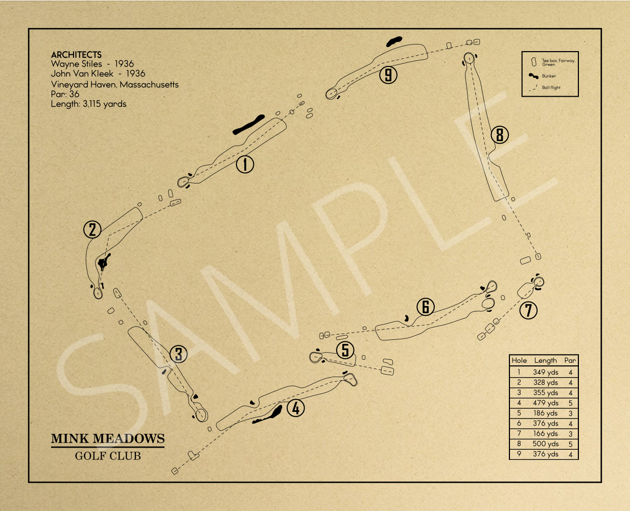Mink Meadows Golf Club Outline (Print)