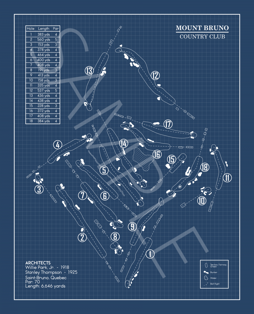 Mount Bruno Country Club Blueprint (Print)