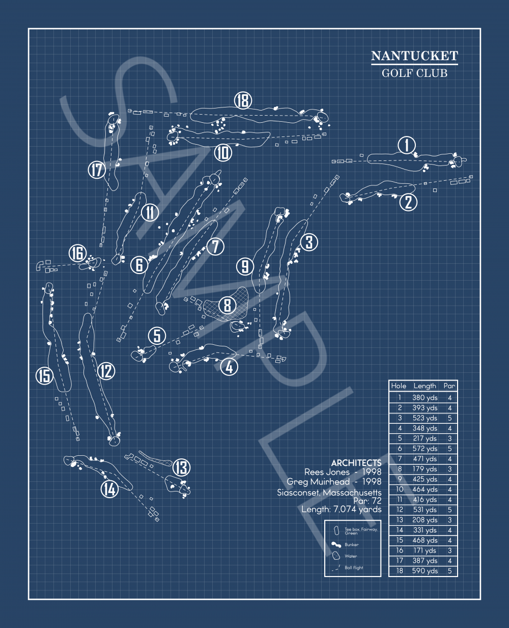 Nantucket Golf Club Blueprint (Print)
