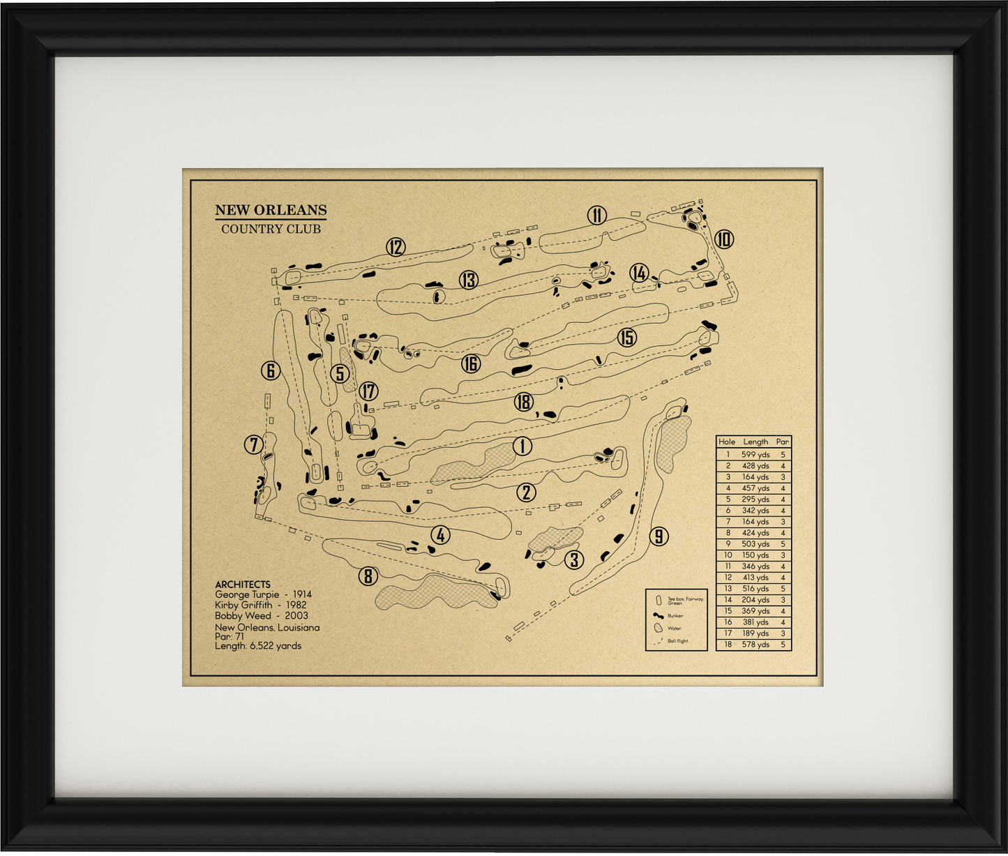 New Orleans Country Club Outline (Print)