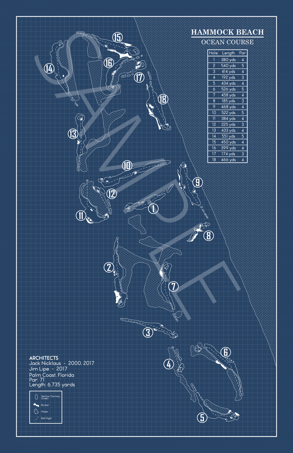 Hammock Beach Ocean Course Blueprint (Print)