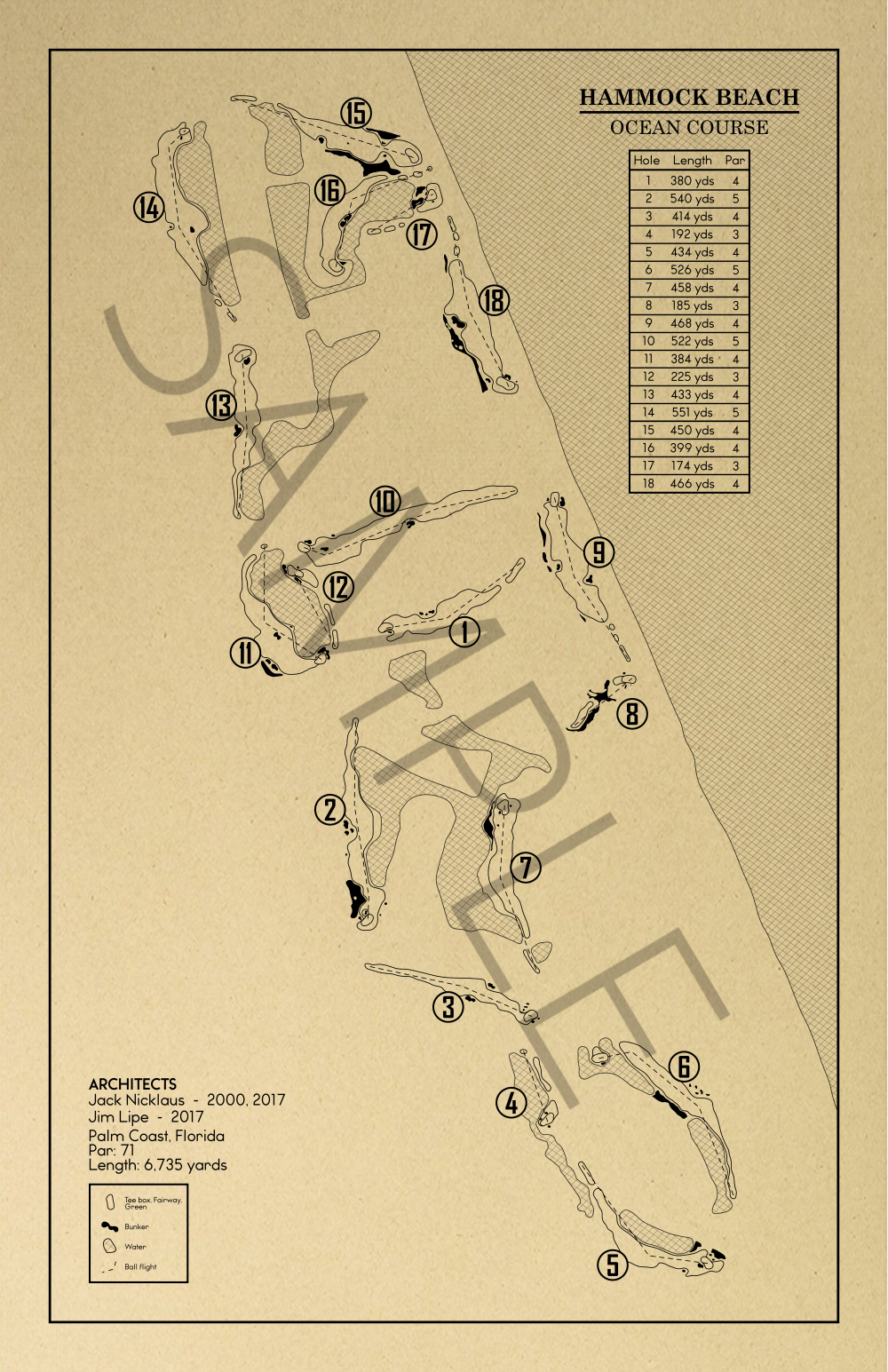 Hammock Beach Ocean Course Outline (Print)