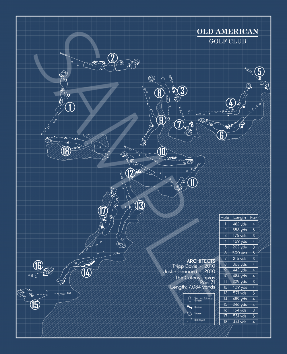 Old American Golf Club Blueprint (Print)